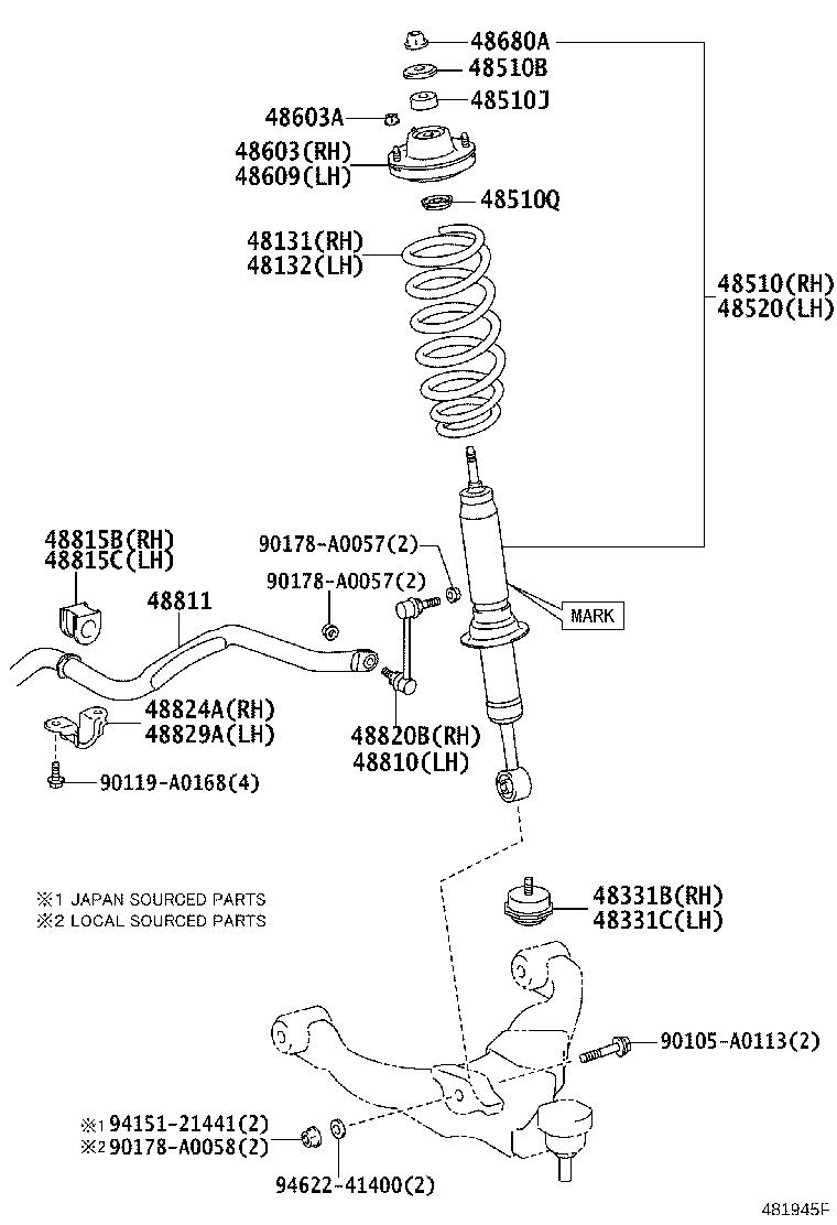 48157-04010 INSULATOR, FRONT COIL SPRING, UPPER RH product image