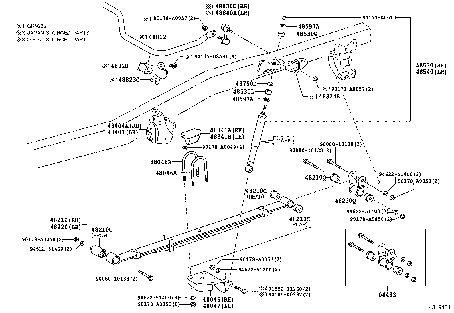 04483-04081 SHACKLE KIT, REAR SPRING product image