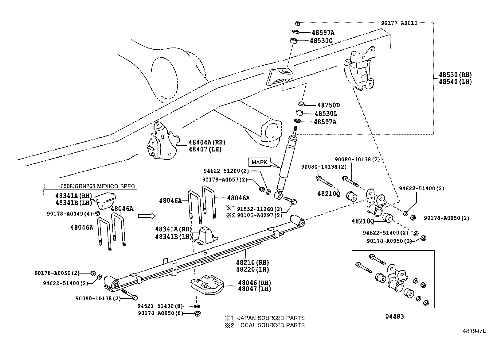 04483-04081 SHACKLE KIT, REAR SPRING product image