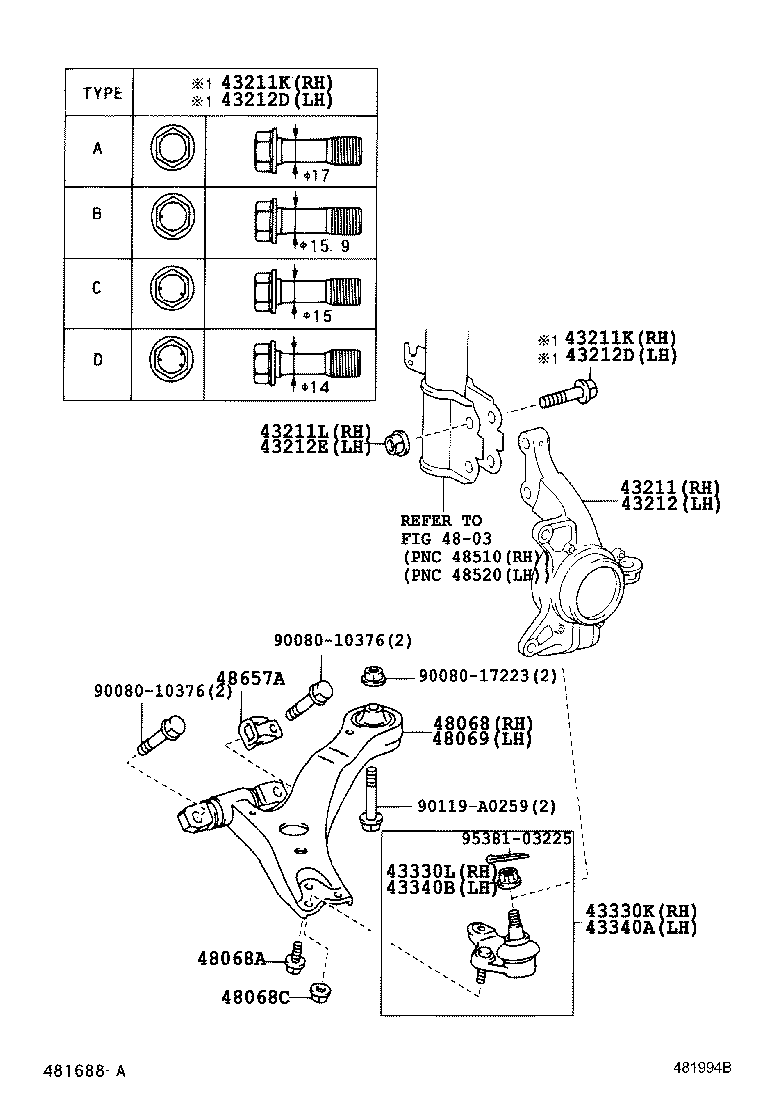 43340-09040 JOINT ASSY, LOWER BALL, FRONT LH product image