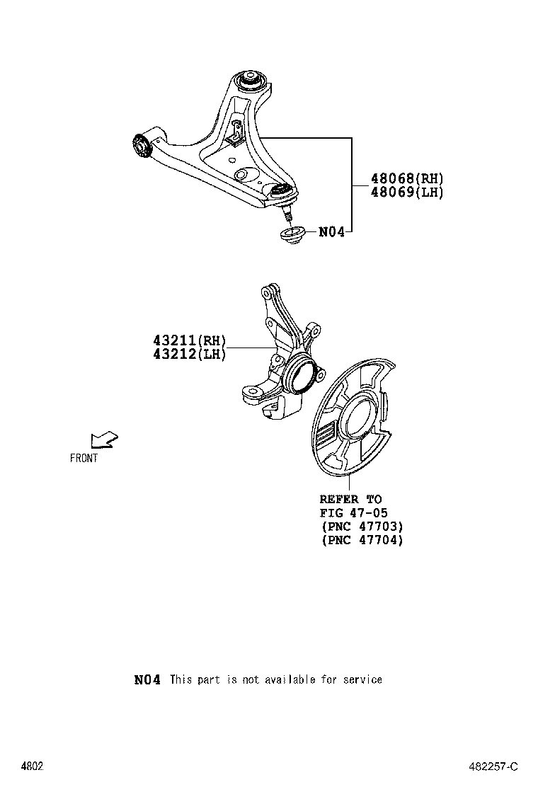 43211-B0010 KNUCKLE, STEERING, RH product image