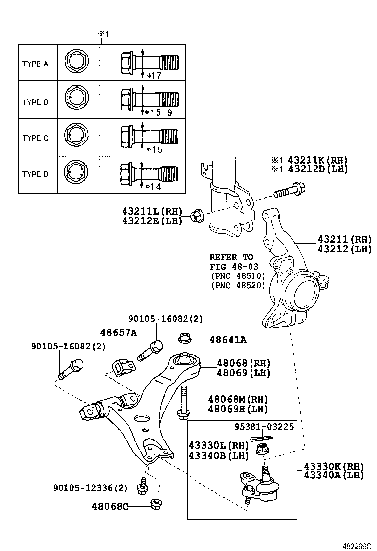 48069-06110 ARM SUB-ASSY, FRONT SUSPENSION, LOWER NO.1 LH product image