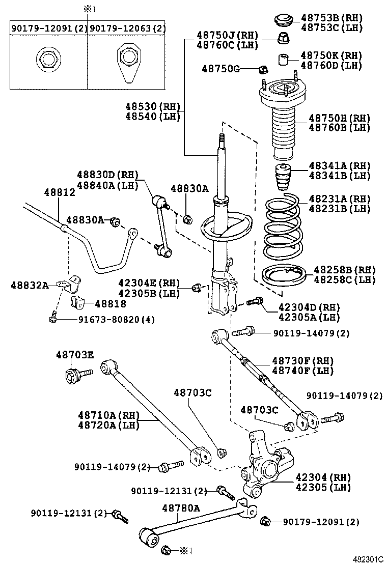 42304-06130 CARRIER SUB-ASSY, REAR AXLE, RH product image