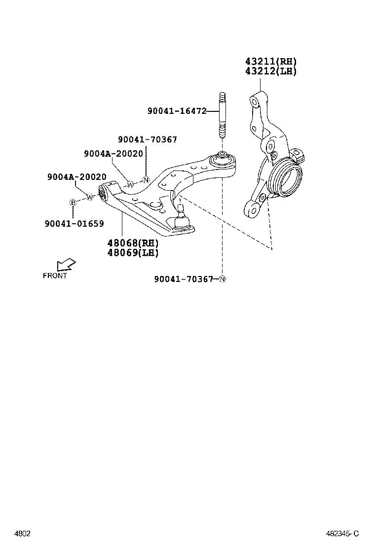 43211-BZ040 KNUCKLE, STEERING, RH product image