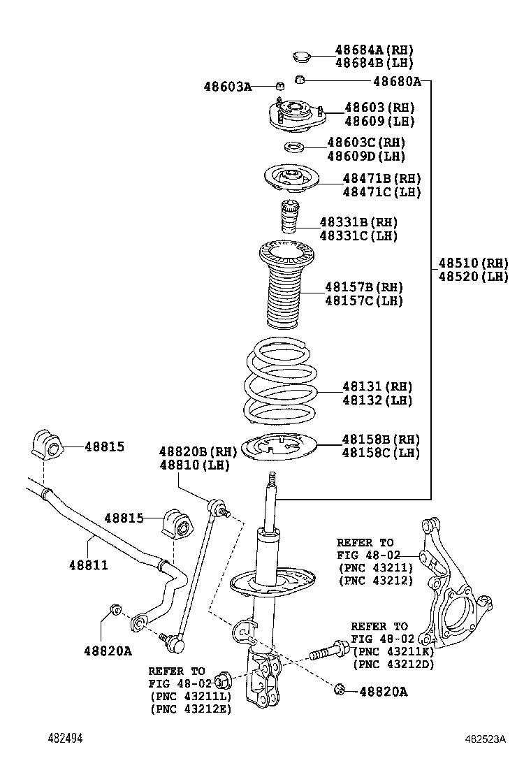 48510-80354 ABSORBER ASSY, SHOCK, FRONT RH product image