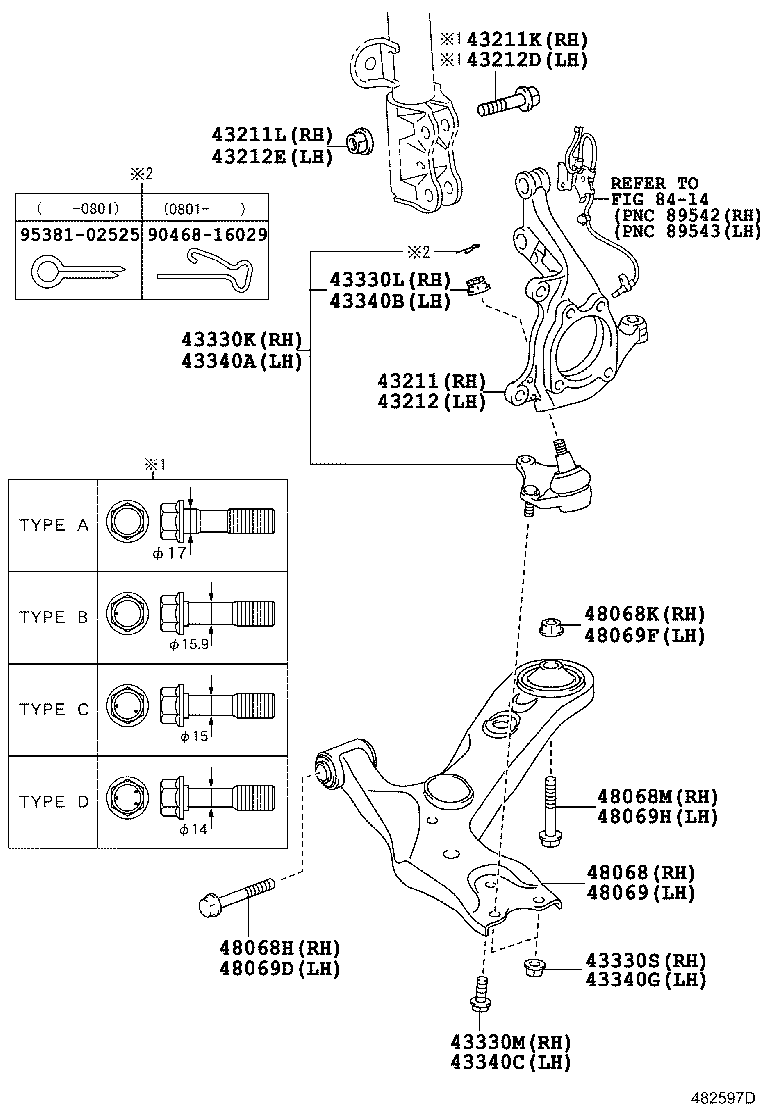 90105-C0246 BOLT (FOR STEERING KNUCKLE RH) product image