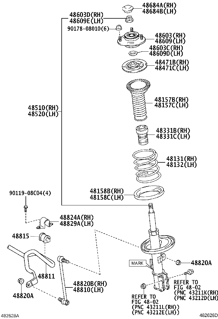 48510-80840 ABSORBER ASSY, SHOCK, FRONT RH product image