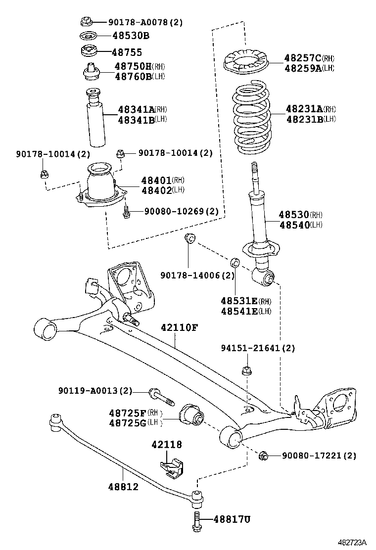 48231-02790 SPRING, COIL, REAR RH product image