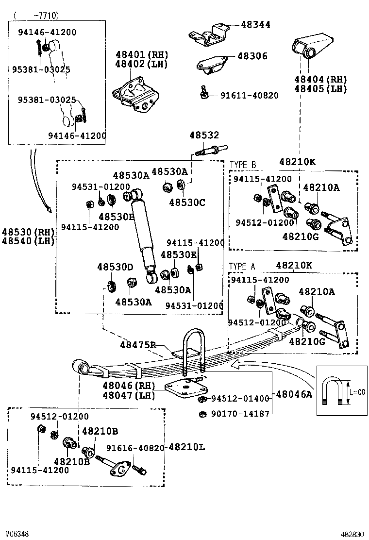 48473-60010 SEAT SUB-ASSY, SPRING U BOLT, RH product image
