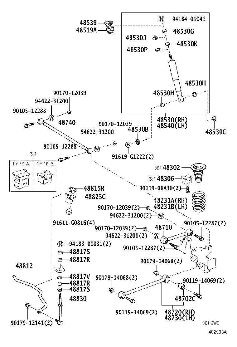 48516-35080 BRACKET, REAR SHOCK ABSORBER, UPPER RH product image