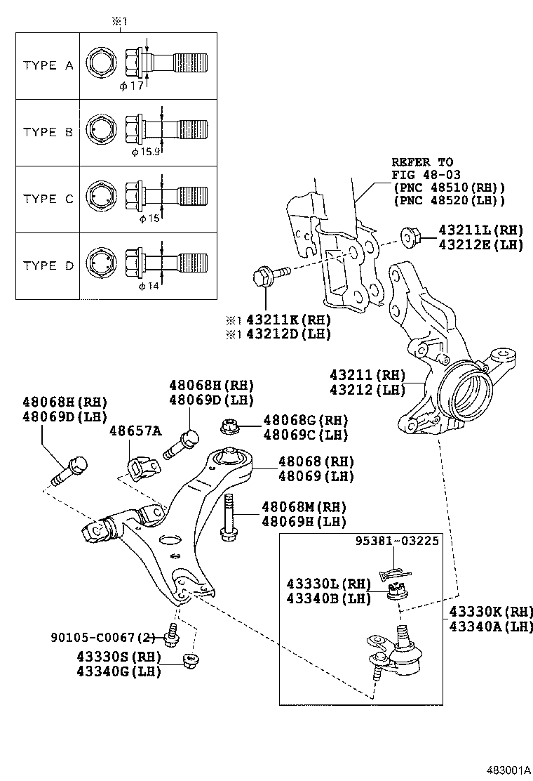 90119-C0045 BOLT(FOR FRONT SUSPENSION LOWER ARM NO.2 RH) product image