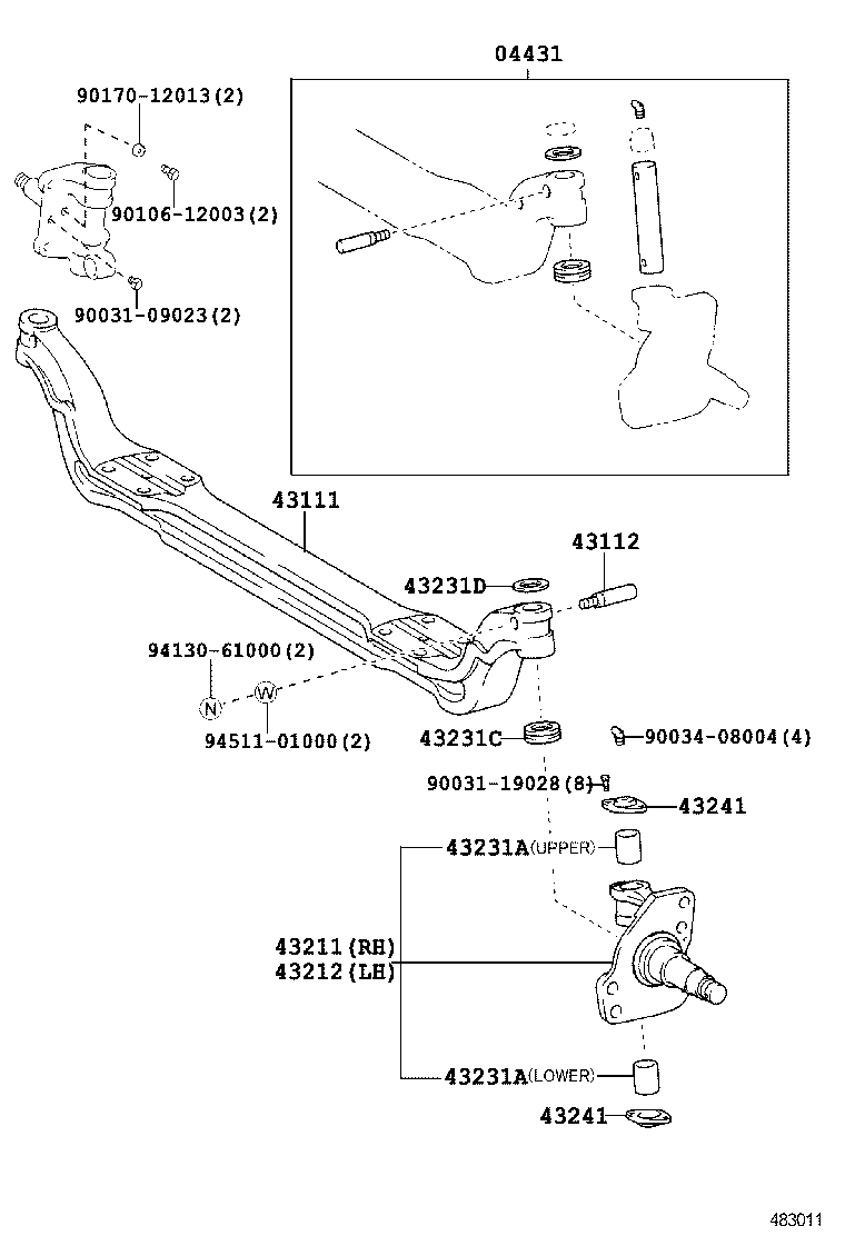 04431-36080 PIN KIT, STEERING KNUCKLE KING product image