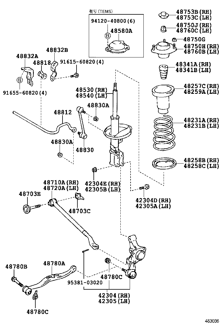 42304-32080 CARRIER SUB-ASSY, REAR AXLE, RH product image