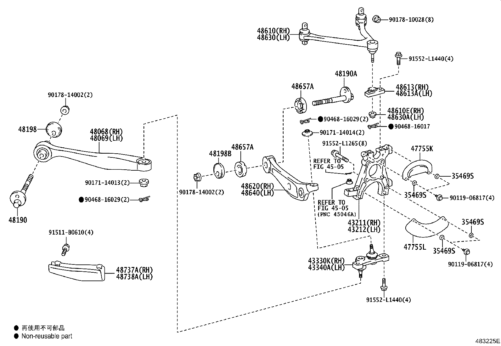 48640-77010 ARM SUB-ASSY, FRONT SUSPENSION, LOWER NO.1 LH product image
