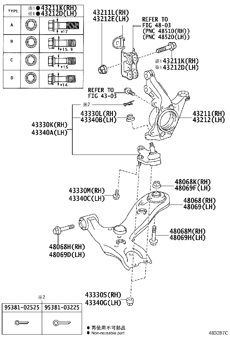 43211-0F030 KNUCKLE, STEERING, RH product image