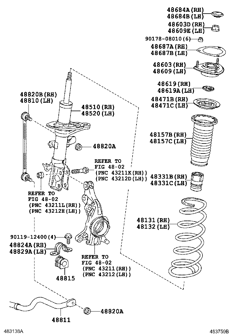 48510-74090 ABSORBER ASSY, SHOCK, FRONT RH product image