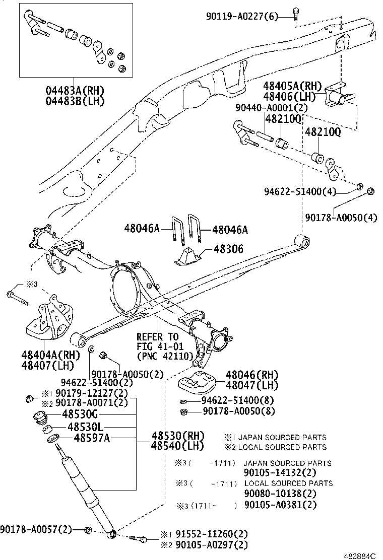 04483-0C040 SHACKLE KIT, REAR SPRING, RH product image