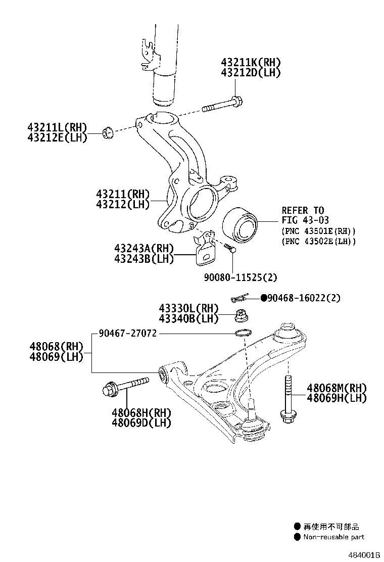 48068-0H021 ARM SUB-ASSY, FRONT SUSPENSION, LOWER NO.1 RH product image