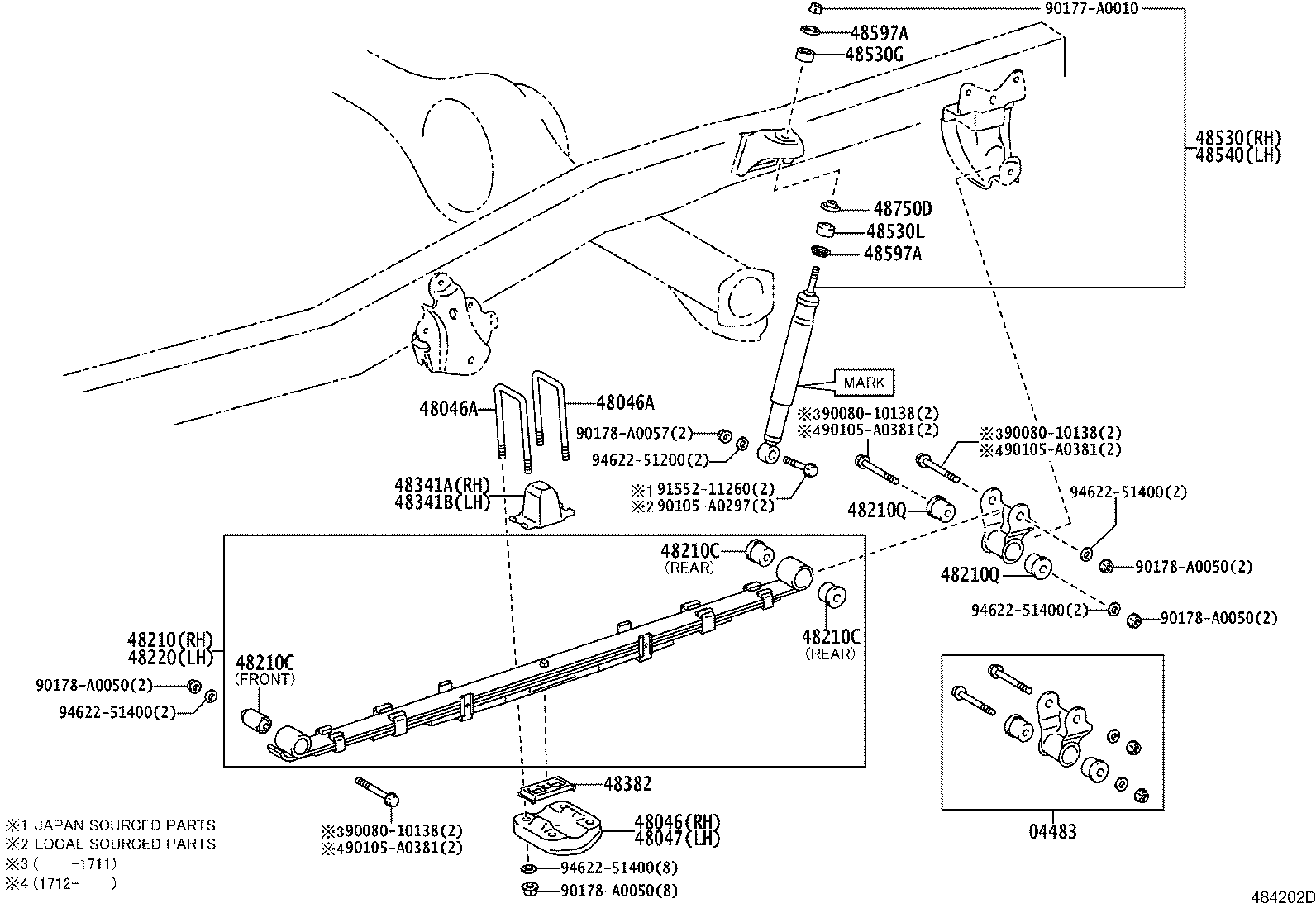 04483-04081 SHACKLE KIT, REAR SPRING product image
