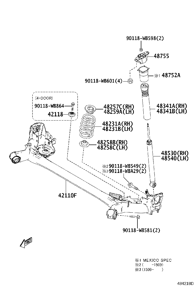 42110-WB002 BEAM ASSY, REAR AXLE product image