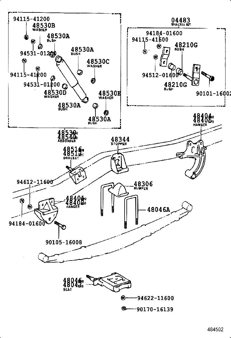 48046-36210 SEAT SUB-ASSY, SPRING U BOLT, RH product image