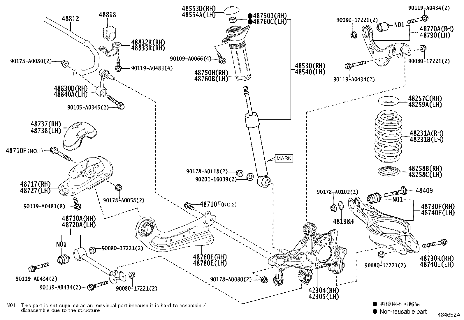 42305-06270 CARRIER SUB-ASSY, REAR AXLE, LH product image