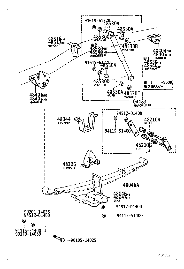48414-35180 BRACKET SUB-ASSY, REAR SPRING, FRONT RH product image
