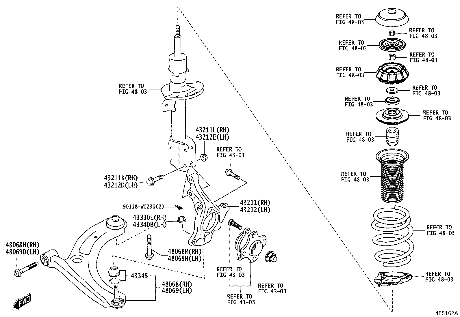 48068-WC004 ARM SUB-ASSY, FRONT SUSPENSION, LOWER NO.1 RH product image