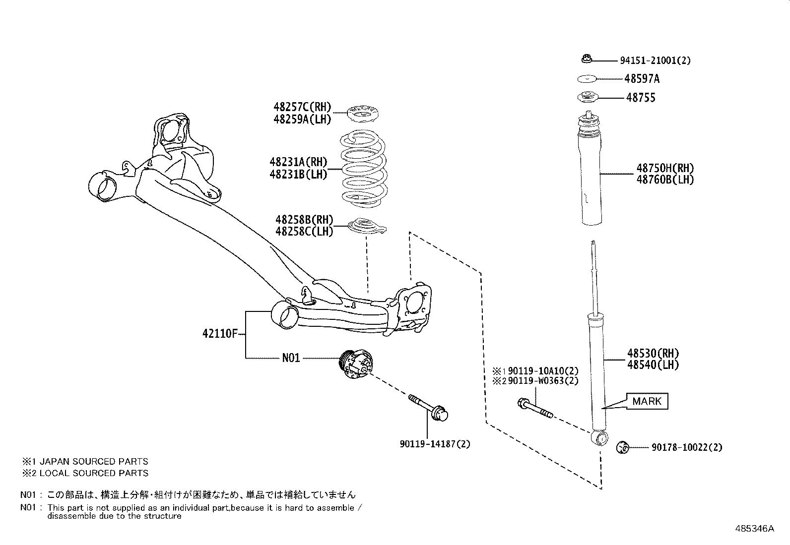 48070-52010 BRACKET ASSY, REAR SUSPENSION ARM, LH product image