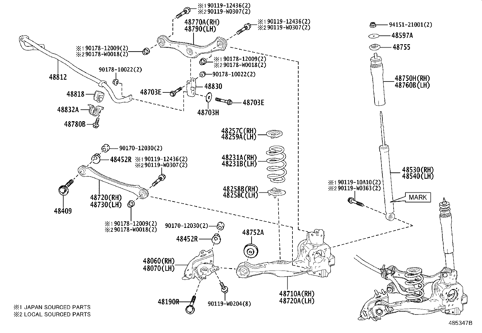 48070-52010 BRACKET ASSY, REAR SUSPENSION ARM, LH product image