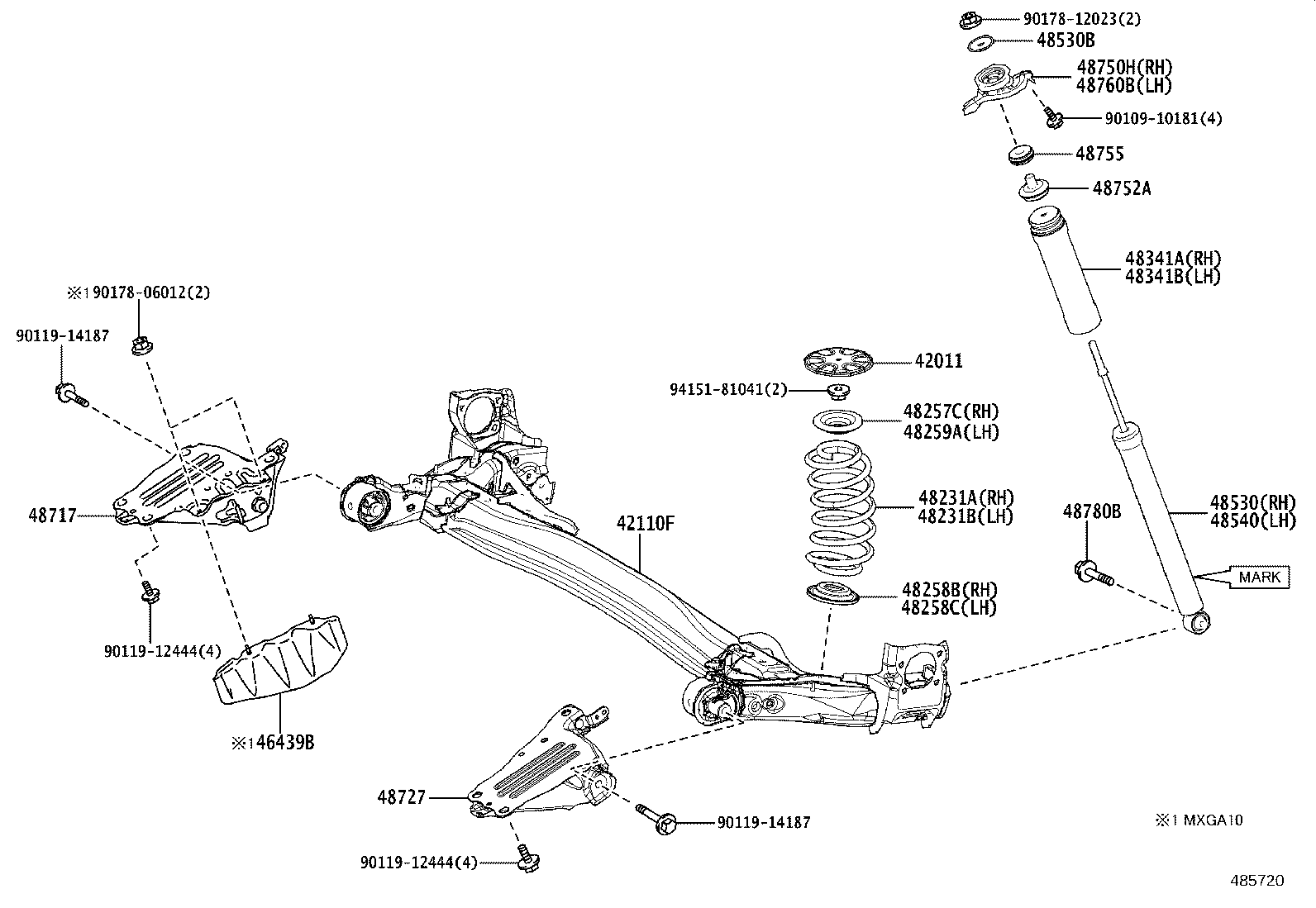 42304-42070 CARRIER SUB-ASSY, REAR AXLE, RH product image
