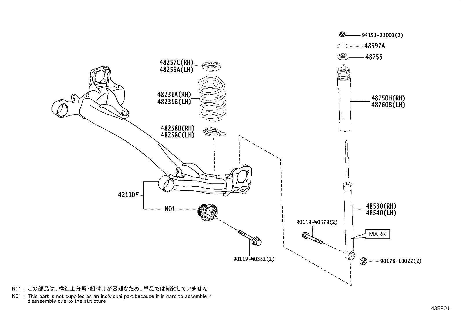 48070-52010 BRACKET ASSY, REAR SUSPENSION ARM, LH product image