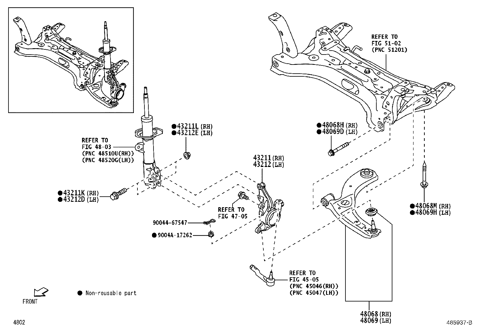 90041-05441 BOLT(FOR FRONT SUSPENSION LOWER ARM NO.1 RH) product image