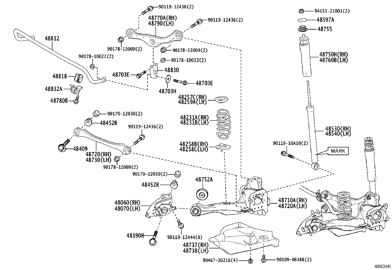 48060-52020 BRACKET ASSY, REAR SUSPENSION ARM, RH product image