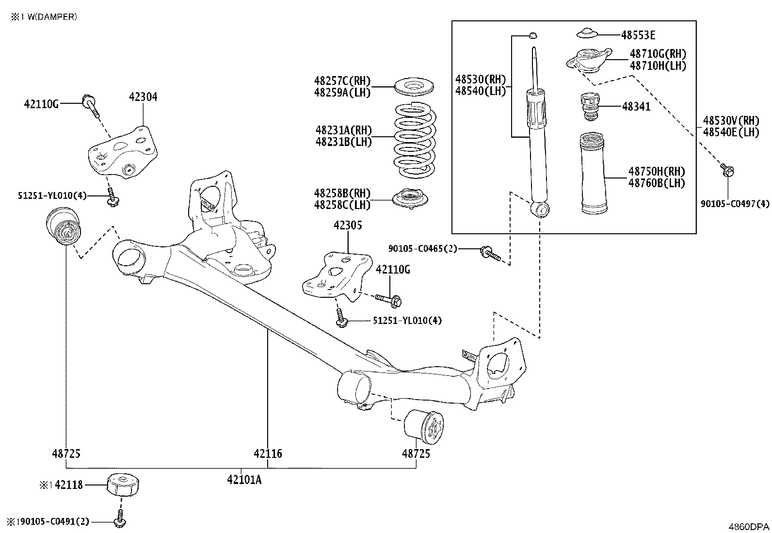 42305-YL010 CARRIER SUB-ASSY, REAR AXLE, LH product image
