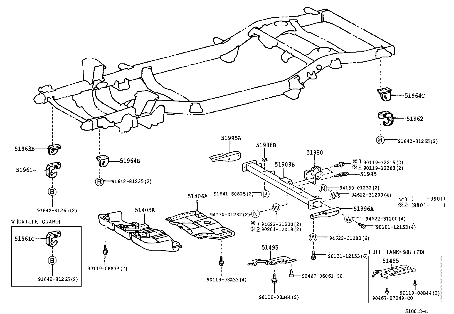51996-60020 BRACKET, PINTLE HOOK SUPPORT, LH product image