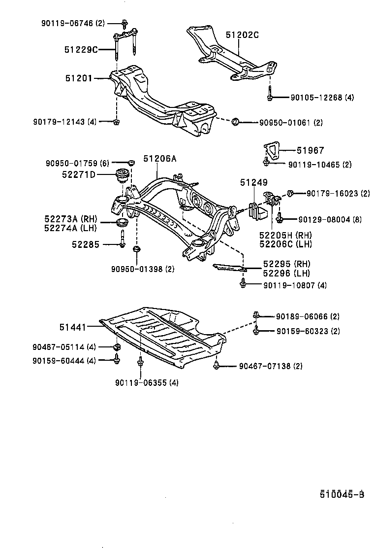 51206-22150 MEMBER SUB-ASSY, REAR SUSPENSION product image