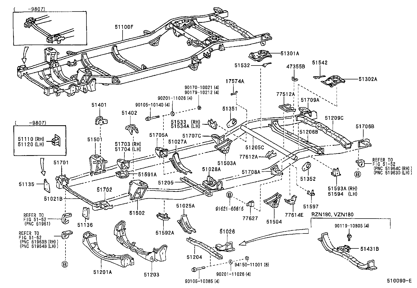 51025-35020 BRACKET SUB-ASSY, FRAME NO.3 CROSS MEMBER, RH product image