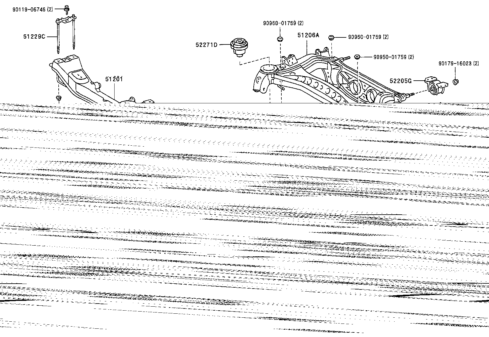 51206-30020 MEMBER SUB-ASSY, REAR SUSPENSION product image