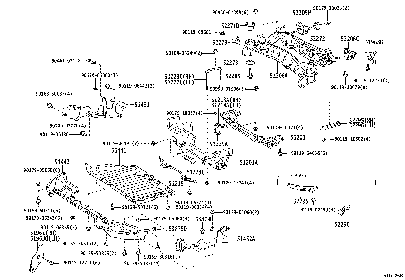 51206-14091 MEMBER SUB-ASSY, REAR SUSPENSION product image