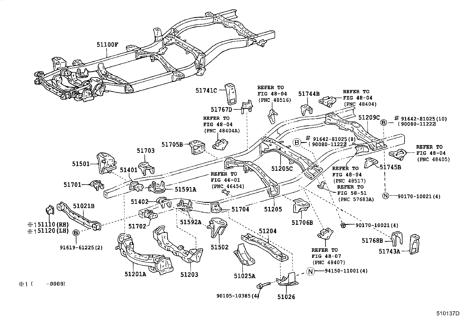 51025-04010 BRACKET SUB-ASSY, FRAME NO.3 CROSS MEMBER, RH product image