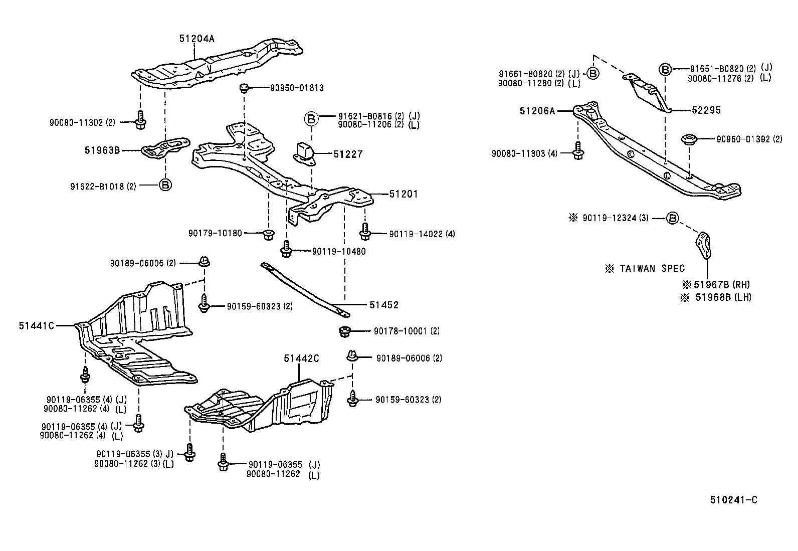 51204-02021 MEMBER SUB-ASSY, ENGINE MOUNTING, CENTER product image