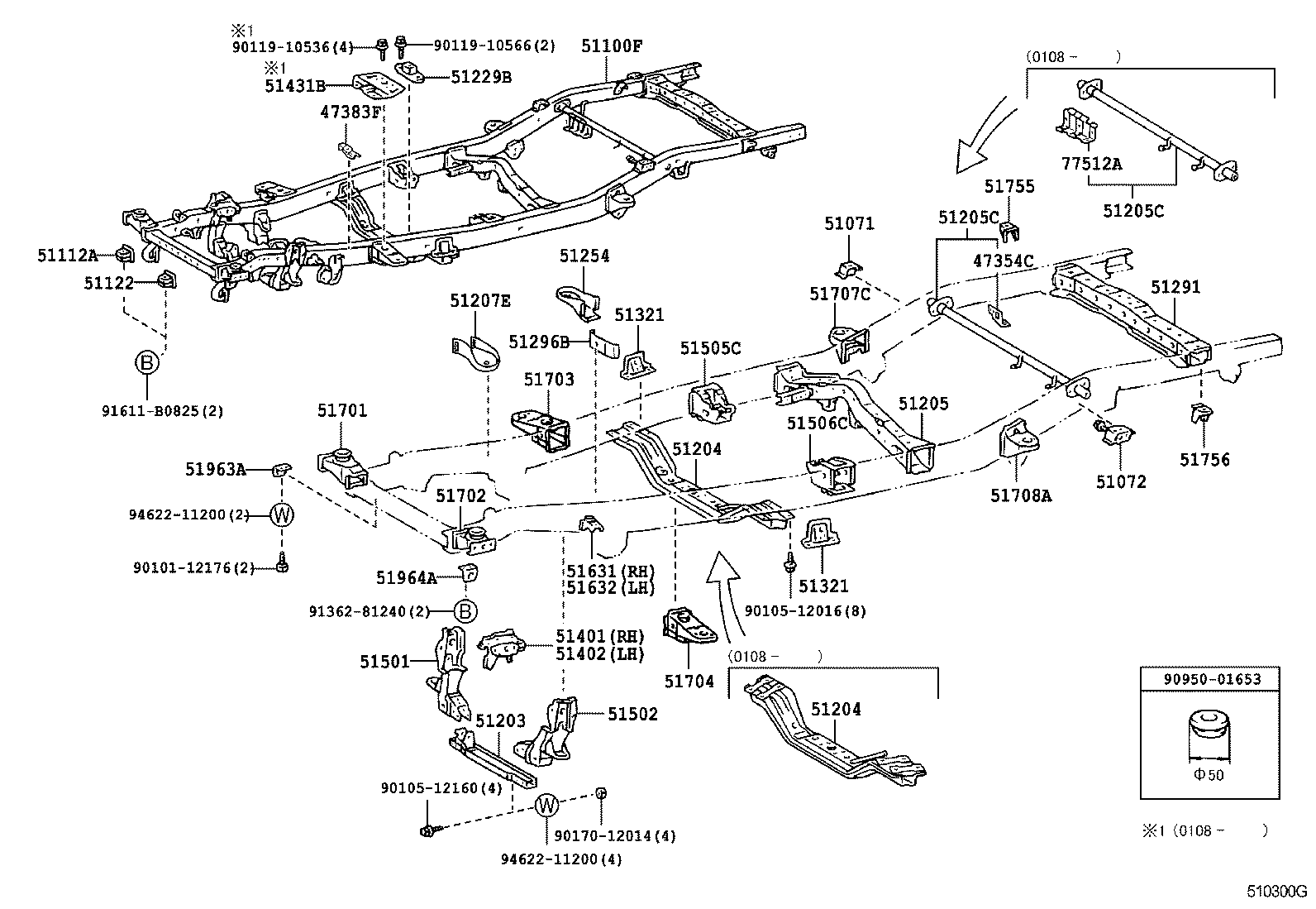 51742-35120 BRACKET SUB-ASSY, REAR BODY MOUNTING, NO.2 RH product image
