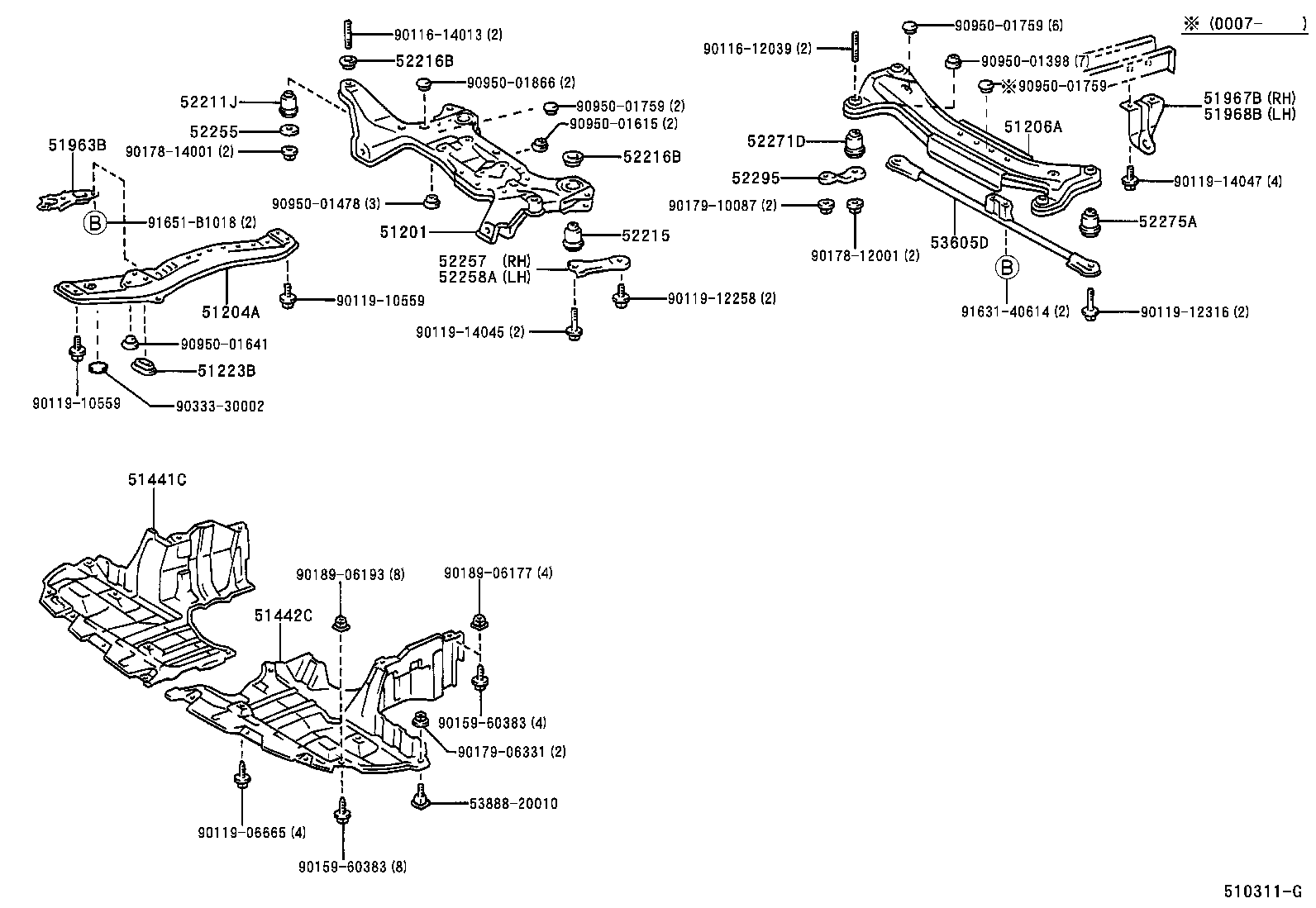 52257-05010 BRACE, FRONT SUSPENSION MEMBER, REAR RH product image