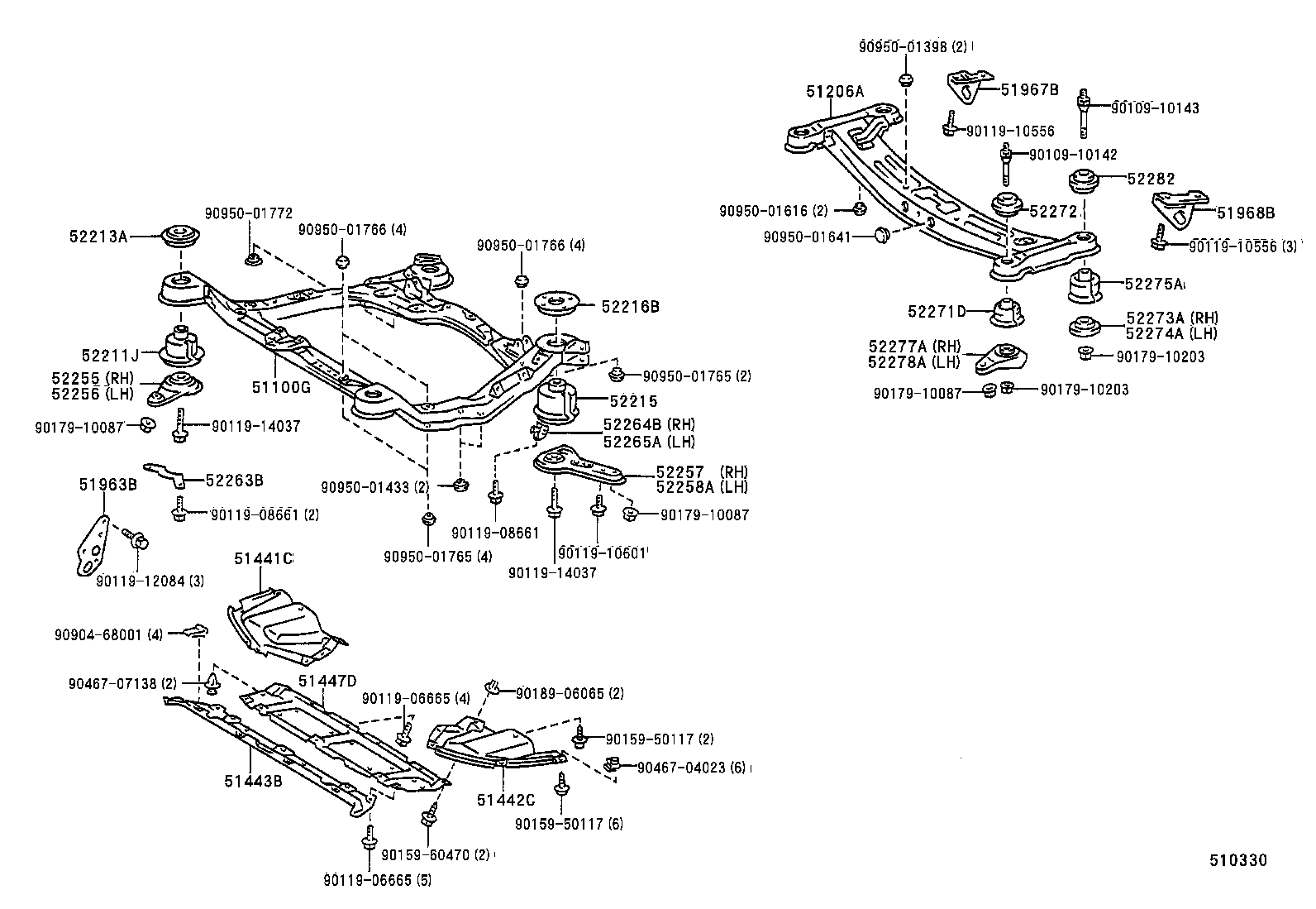 52211-06010 CUSHION, FRONT SUSPENSION MEMBER BODY MOUNTING, FRONT product image