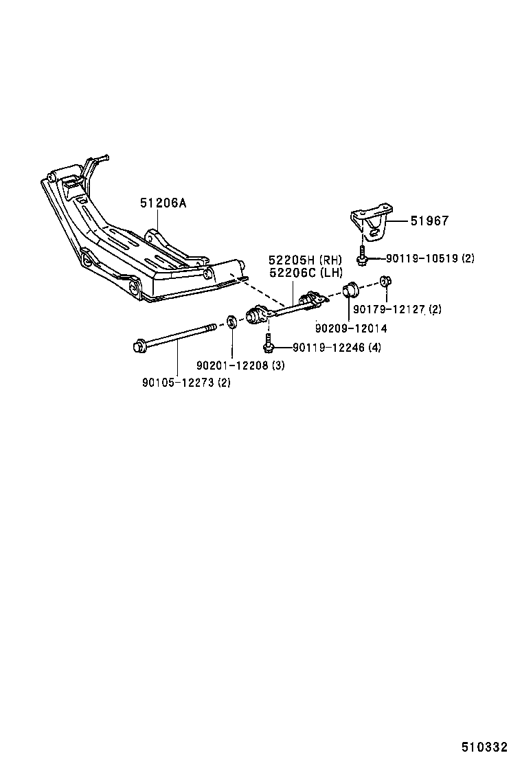 51206-32060 MEMBER SUB-ASSY, REAR SUSPENSION product image