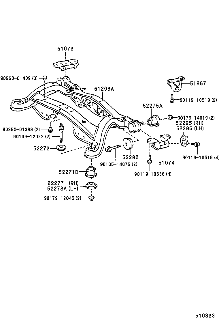 51206-32060 MEMBER SUB-ASSY, REAR SUSPENSION product image