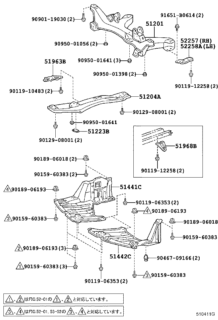 52257-44040 BRACE, FRONT SUSPENSION MEMBER, REAR RH product image