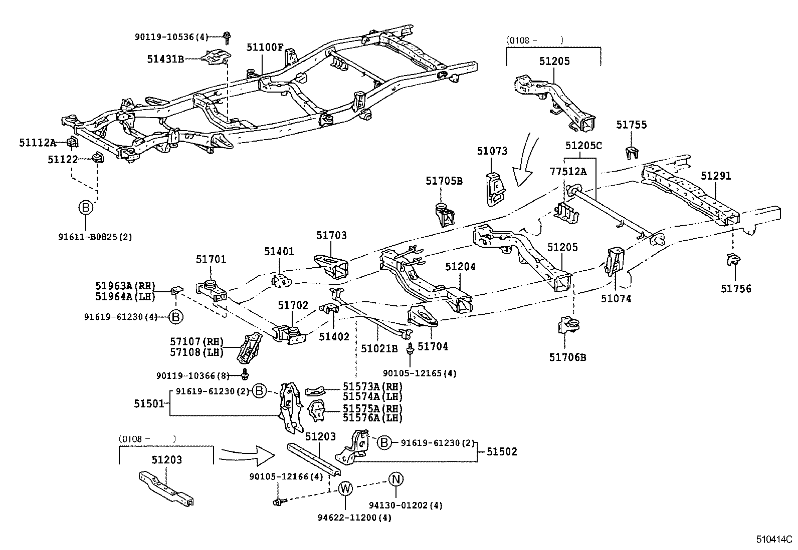 51742-35120 BRACKET SUB-ASSY, REAR BODY MOUNTING, NO.2 RH product image