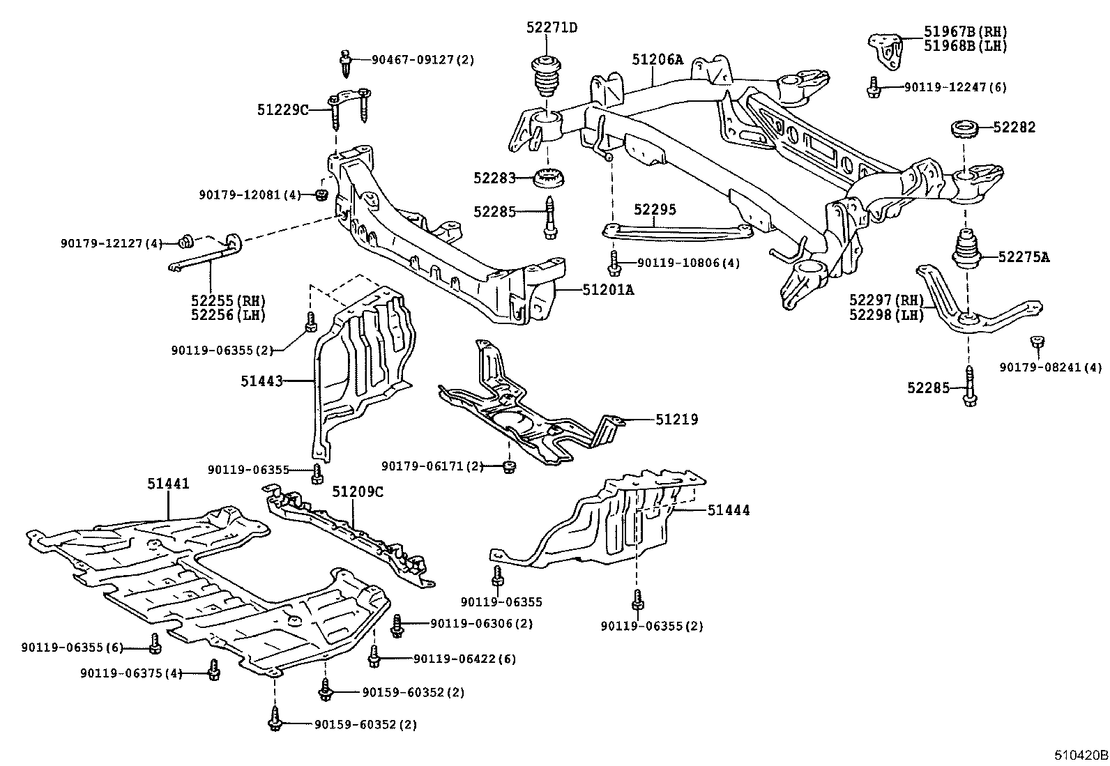 51206-40012 MEMBER SUB-ASSY, REAR SUSPENSION product image